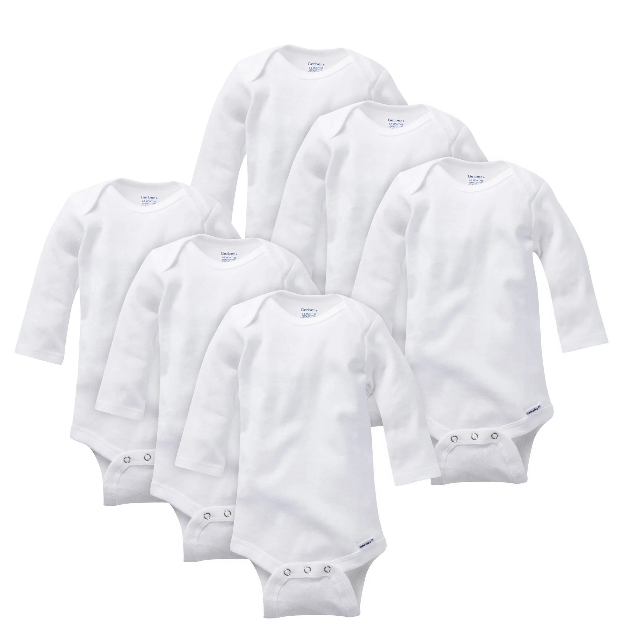 6-Pack Baby Neutral Long Sleeve Onesies® Bodysuits