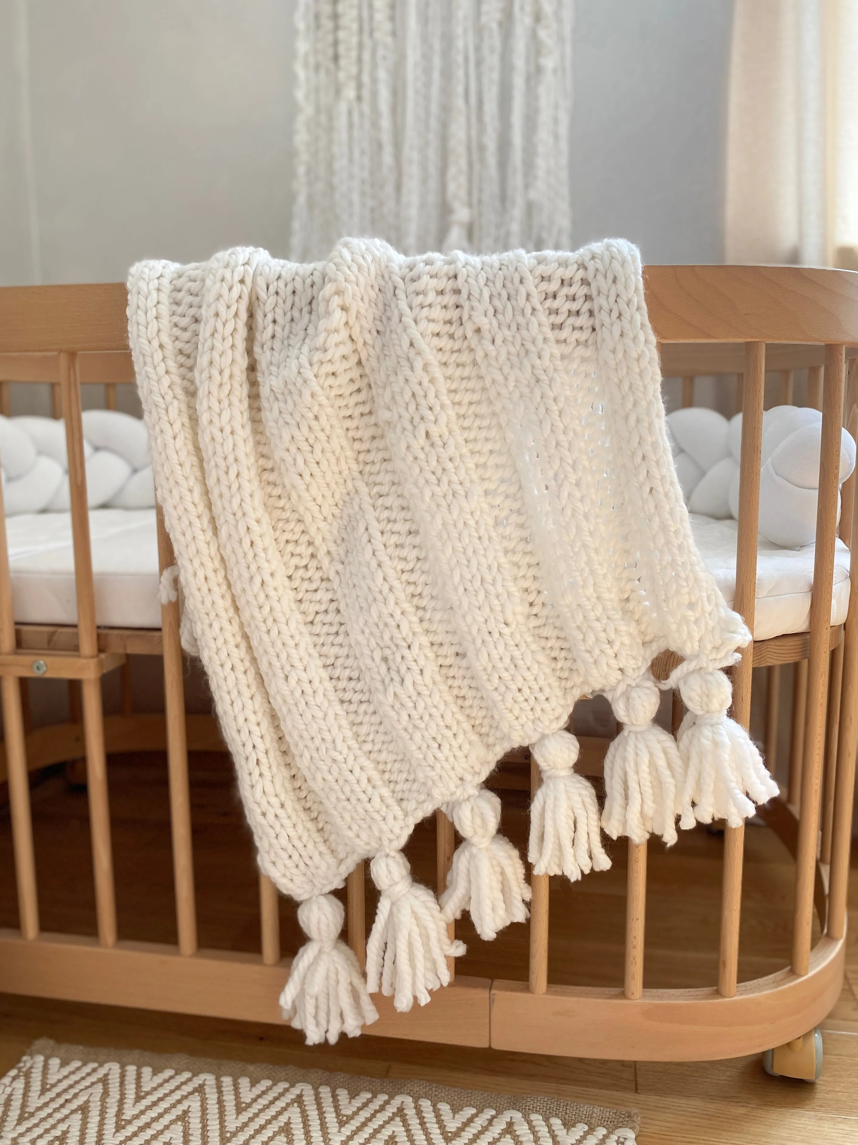 Anzy Home Boho Knitted Baby Blanket