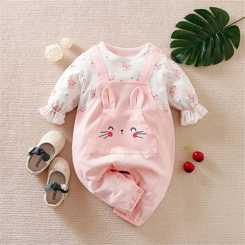 Baby's Rompers Girl Overalls For Kids Clothing Cartoon Toddler Girls Clothes Sweet Infant Sleepwear - BTGR8448