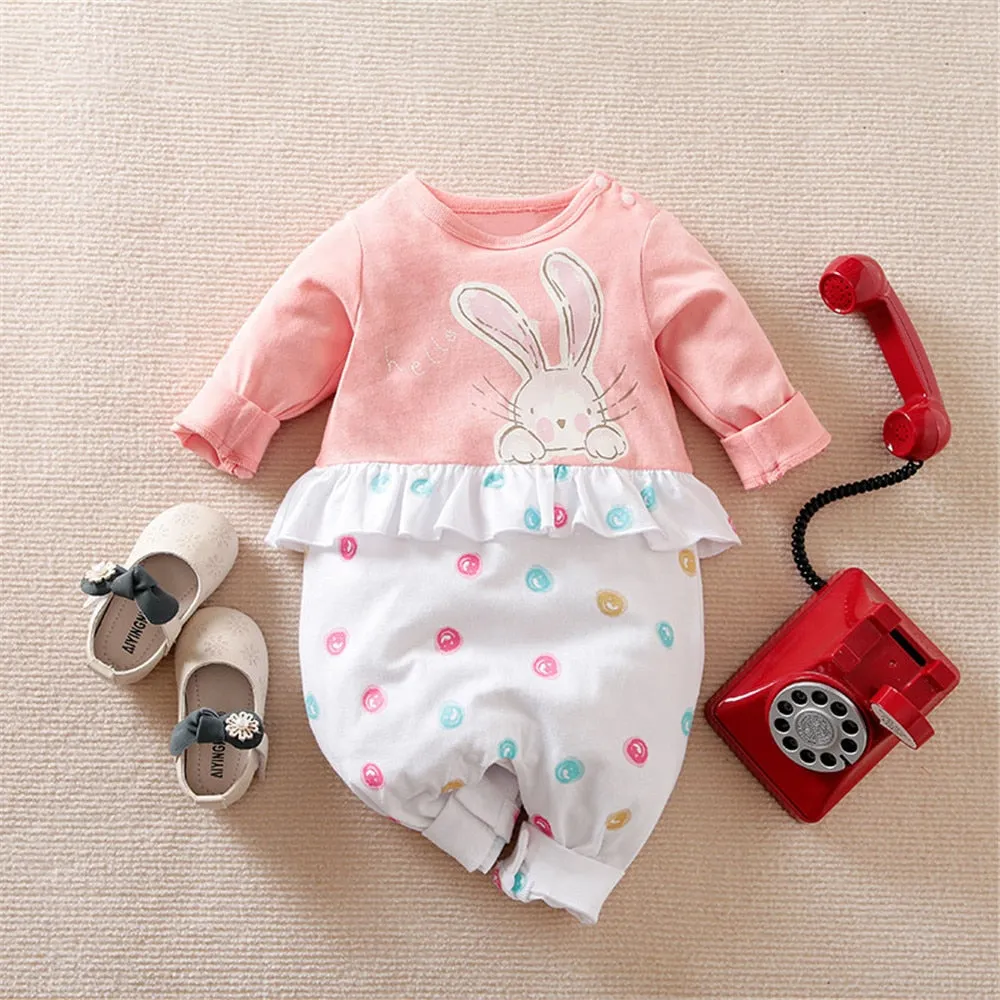 Baby's Rompers Girl Overalls For Kids Clothing Cartoon Toddler Girls Clothes Sweet Infant Sleepwear - BTGR8448
