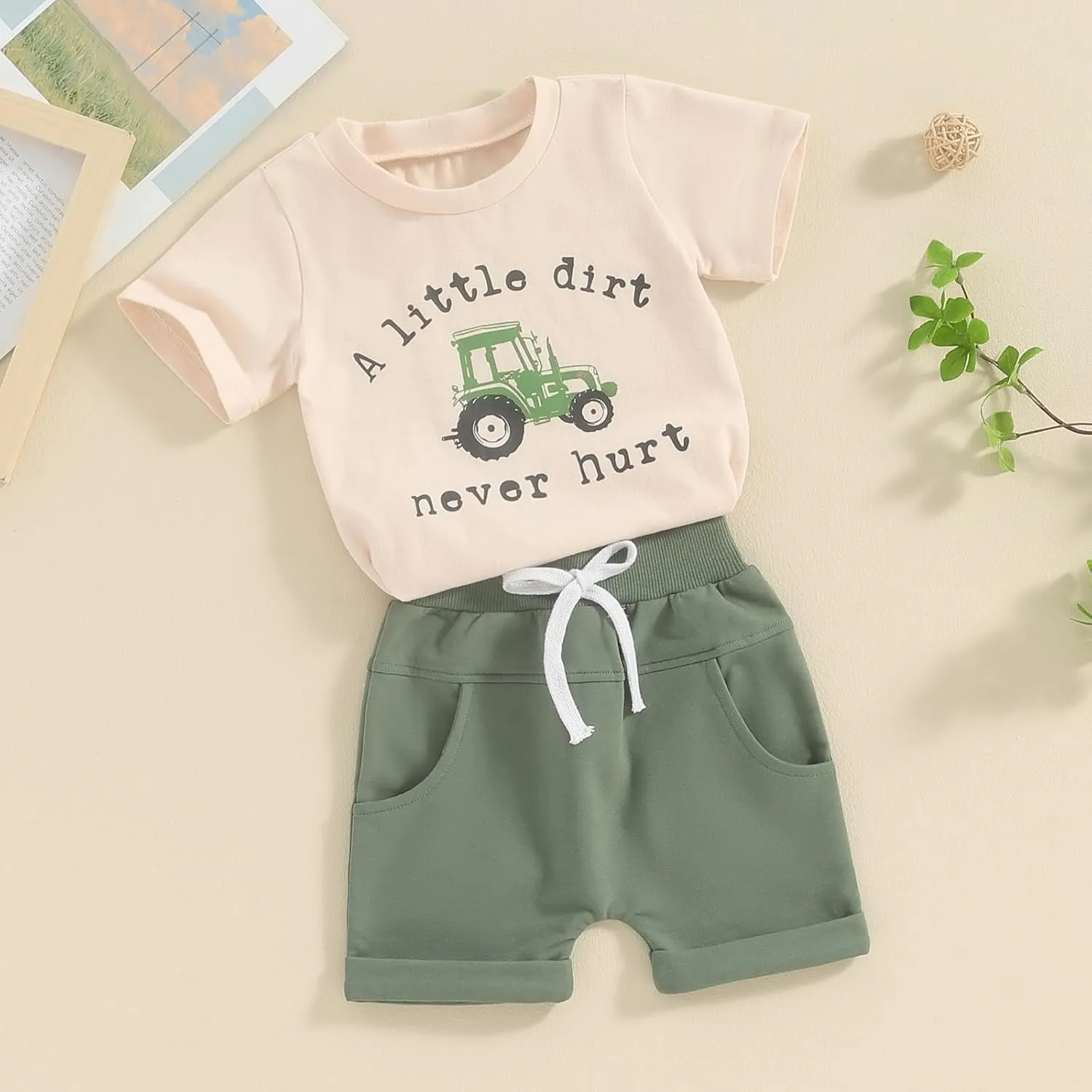 BemeyourBBs Toddler Baby Boy Summer Clothes Funny Letter T Shirt Elastic Waist Pockets Shorts Set 2 Piece Outfit
