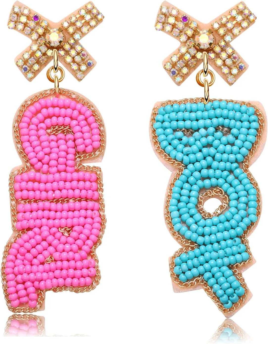 Boderier Baby Shower Earrings Beaded Boy Girl Gender Reveal Earrings Pregnancy Announcement Mom Mama to Be Gifts for Women