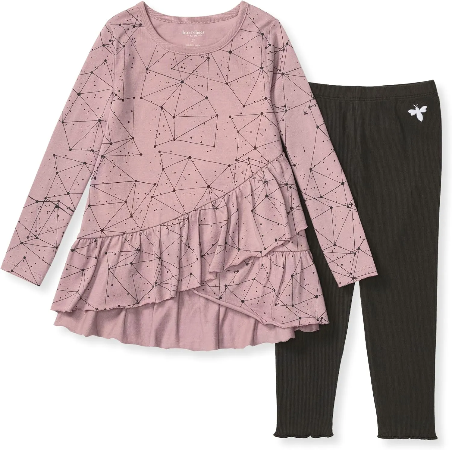 Burt's Bees Baby Baby Girls' Long Sleeve Top and Pant Set, 100% Organic Cotton