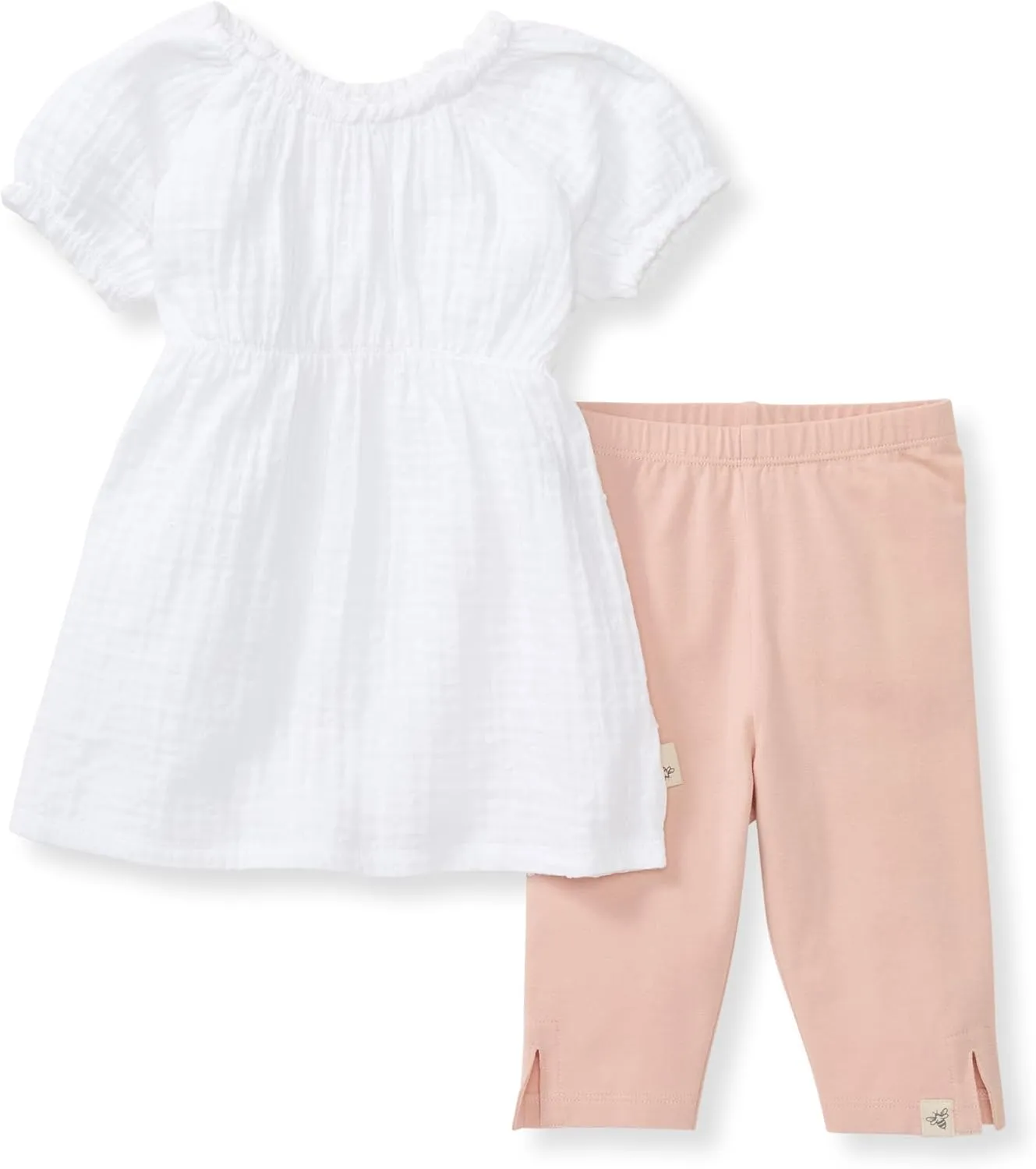 Burt's Bees Baby Baby Girls' Short Sleeve Top and Pant Set, 100% Organic Cotton