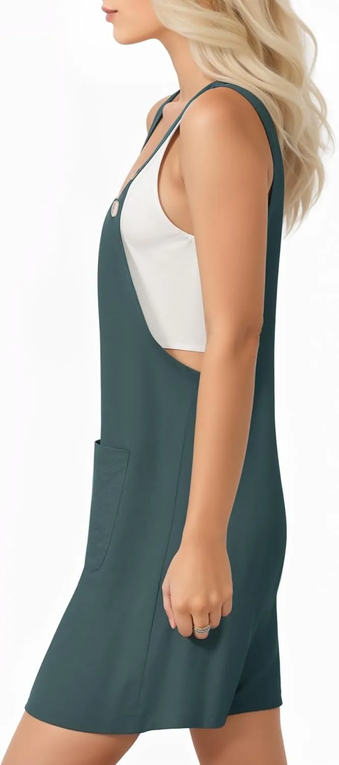 CLOZOZ Womens Overalls Summer Cotton Rompers Casual Adjustable Loose Jumpsuit Shorts with Pockets Vacation Clothes 2025