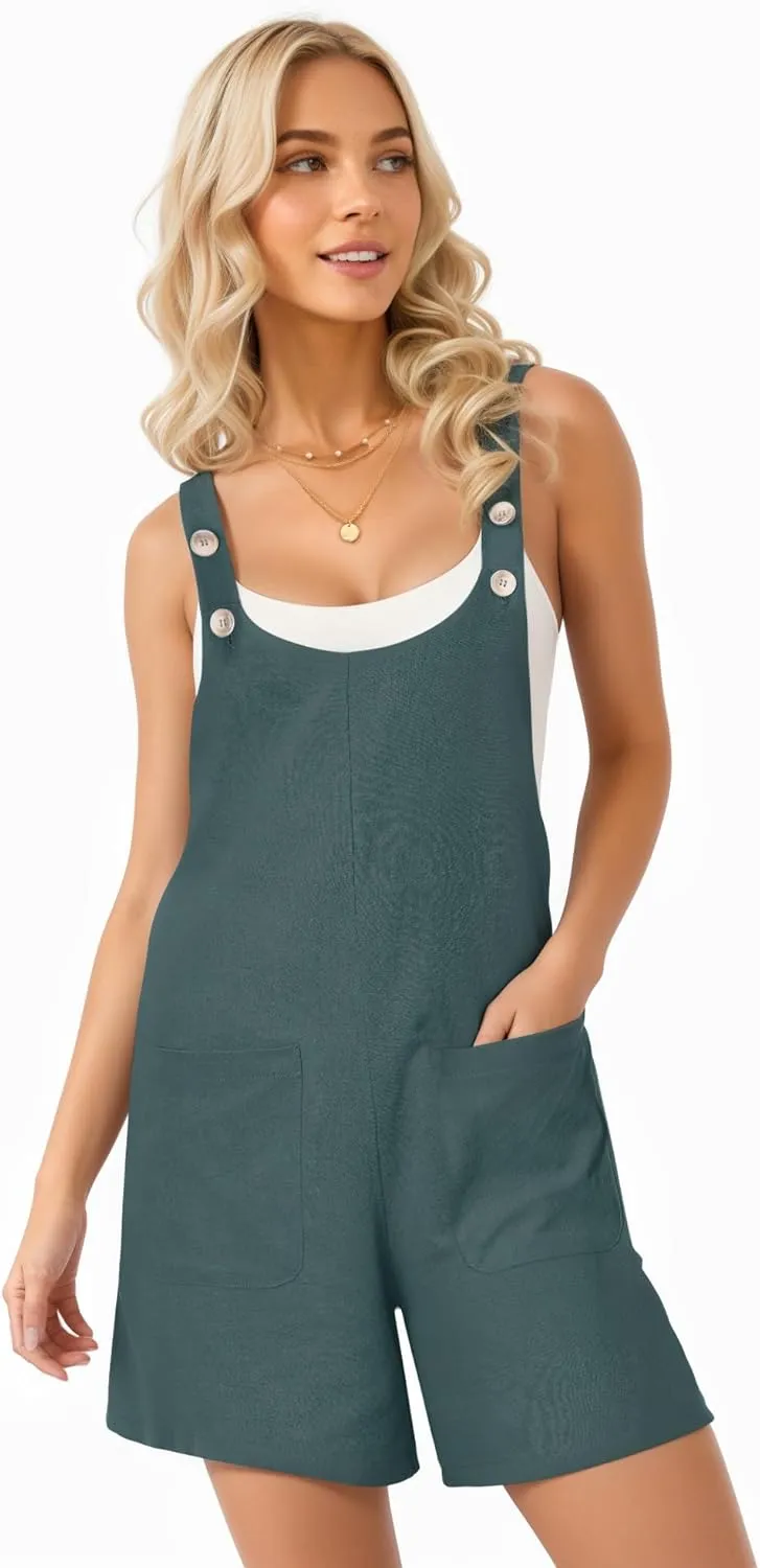 CLOZOZ Womens Overalls Summer Cotton Rompers Casual Adjustable Loose Jumpsuit Shorts with Pockets Vacation Clothes 2025