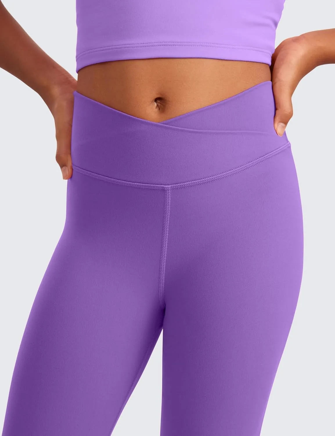 CRZ YOGA Girls Butterluxe Crossover Athletic Leggings - High Waist V Cross Kids Lounge Pants Yoga Active Dance Running Tights
