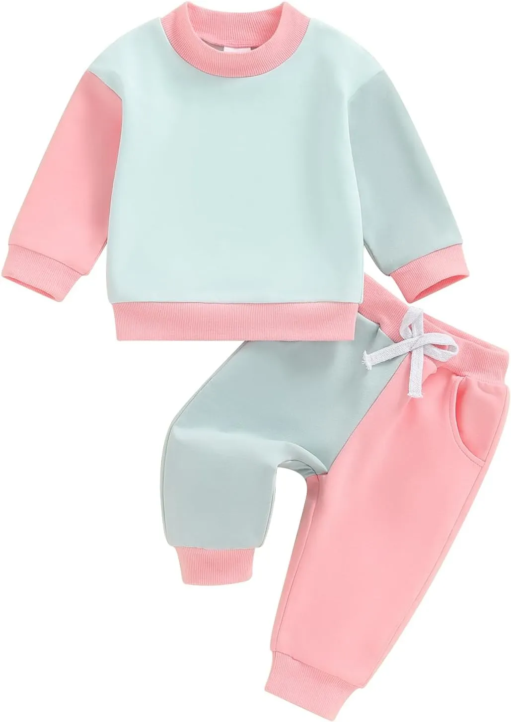 Fernvia Toddler Baby Girl Clothes 3 6 9 12 18 24 Months Fall Outfits Solid Long Sleeve Sweatshirt Tops   Pants Set