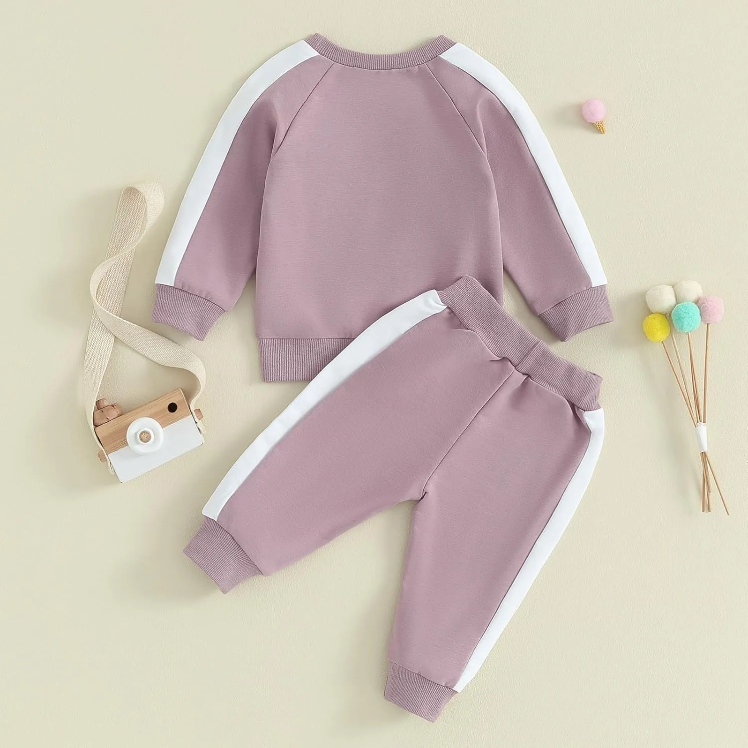 Fernvia Toddler Baby Girl Clothes 3 6 9 12 18 24 Months Fall Outfits Solid Long Sleeve Sweatshirt Tops   Pants Set