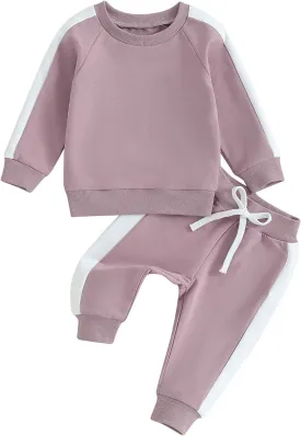 Fernvia Toddler Baby Girl Clothes 3 6 9 12 18 24 Months Fall Outfits Solid Long Sleeve Sweatshirt Tops   Pants Set
