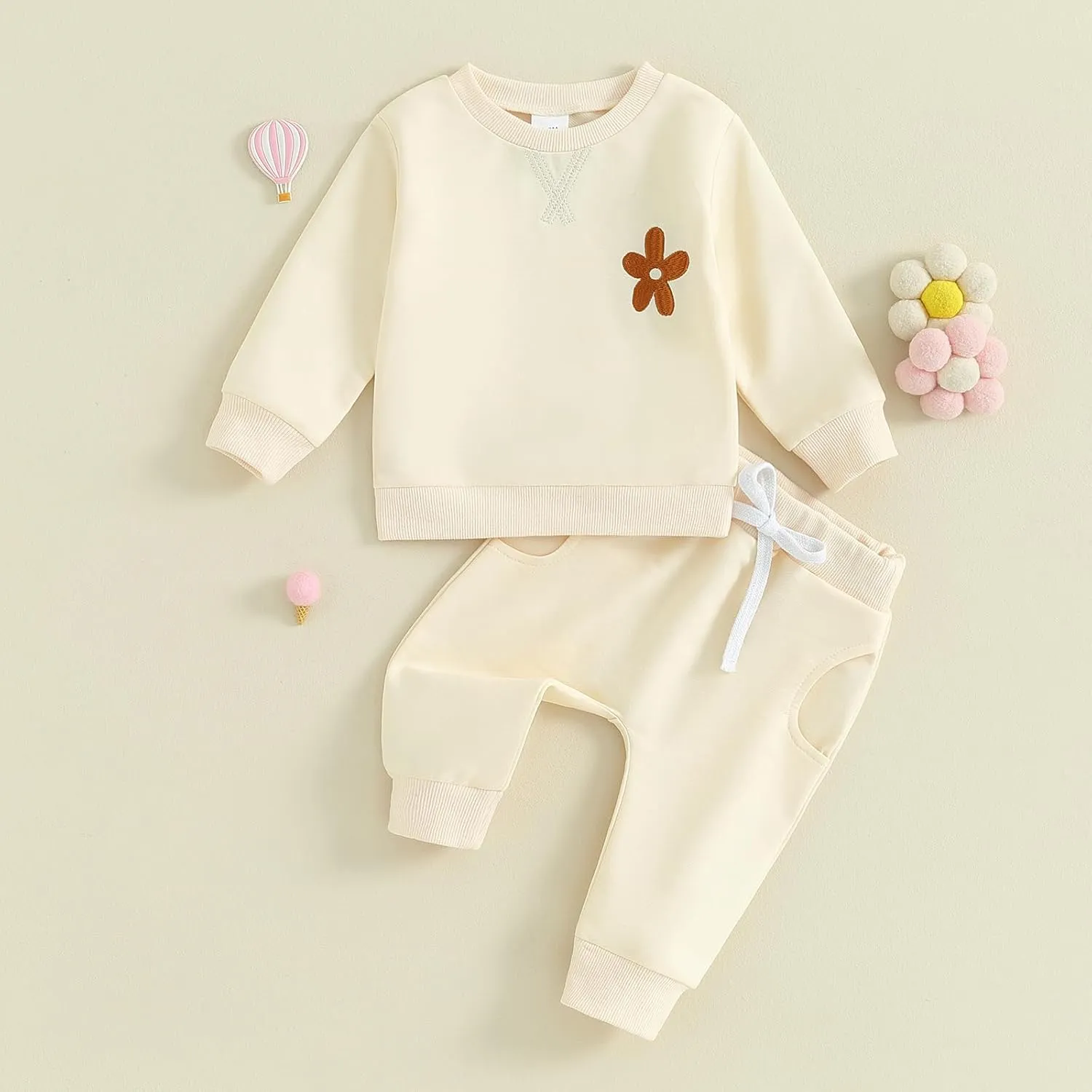 Fernvia Toddler Baby Girl Clothes 3 6 9 12 18 24 Months Fall Outfits Solid Long Sleeve Sweatshirt Tops   Pants Set