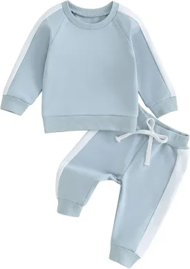 Fernvia Toddler Baby Girl Clothes 3 6 9 12 18 24 Months Fall Outfits Solid Long Sleeve Sweatshirt Tops   Pants Set