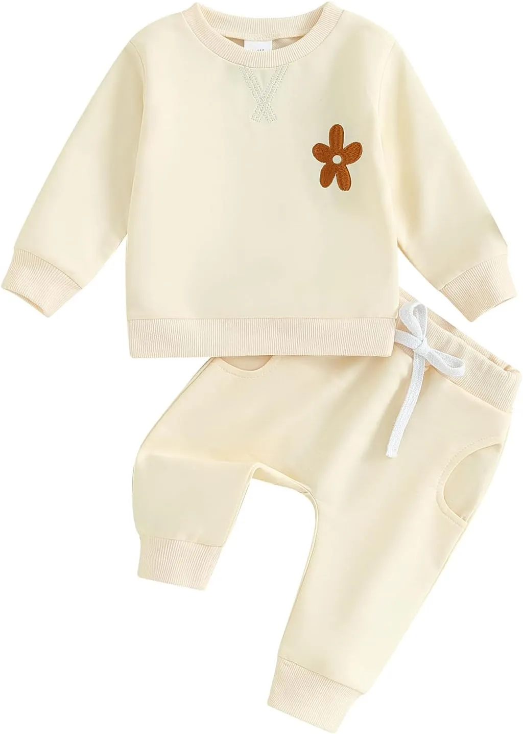Fernvia Toddler Baby Girl Clothes 3 6 9 12 18 24 Months Fall Outfits Solid Long Sleeve Sweatshirt Tops   Pants Set