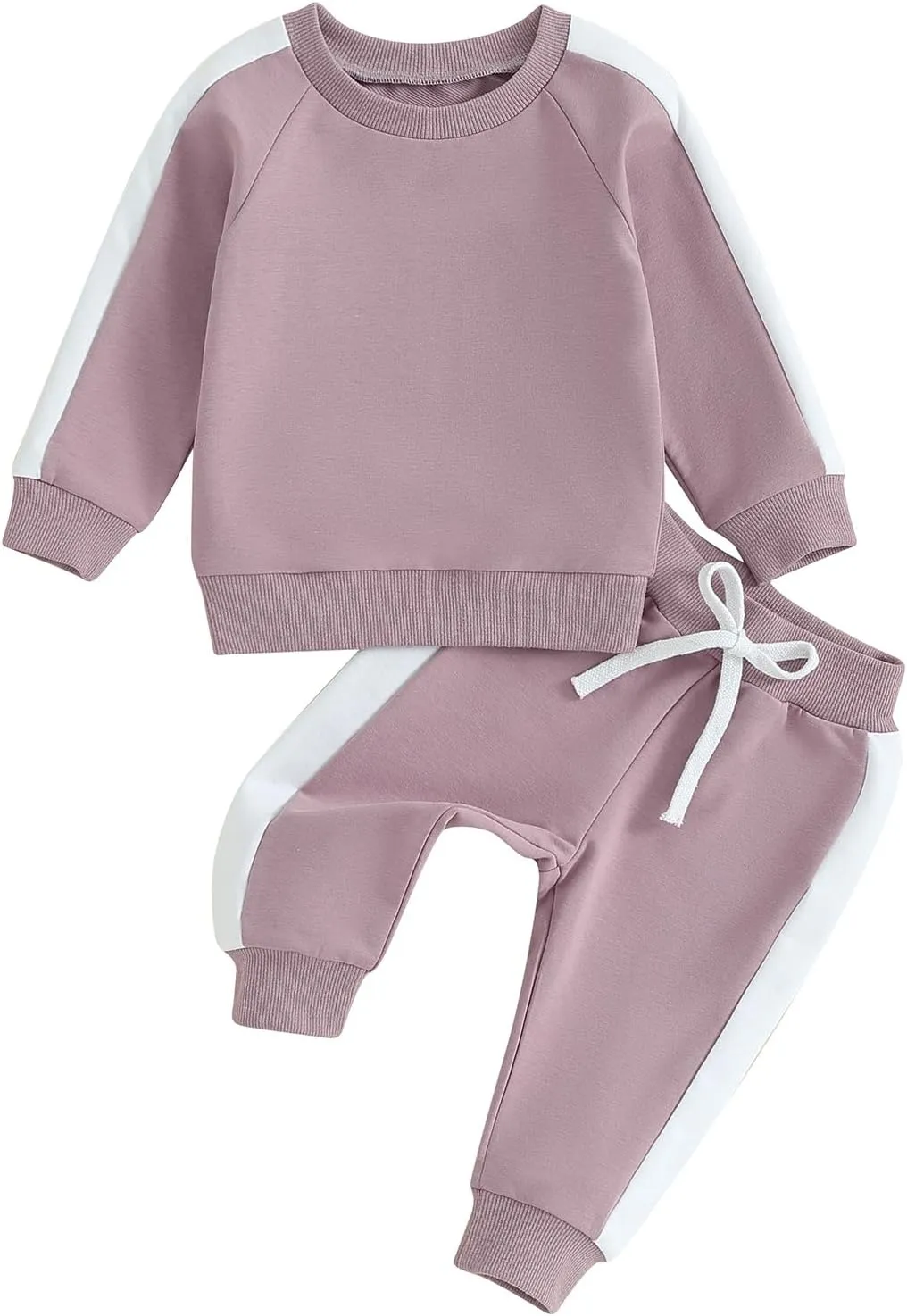 Fernvia Toddler Baby Girl Clothes 3 6 9 12 18 24 Months Fall Outfits Solid Long Sleeve Sweatshirt Tops   Pants Set