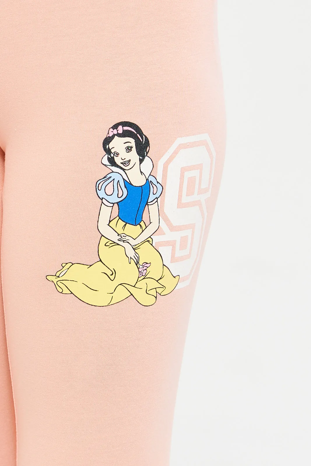 Girls Apricot Snow White Printed Leggings
