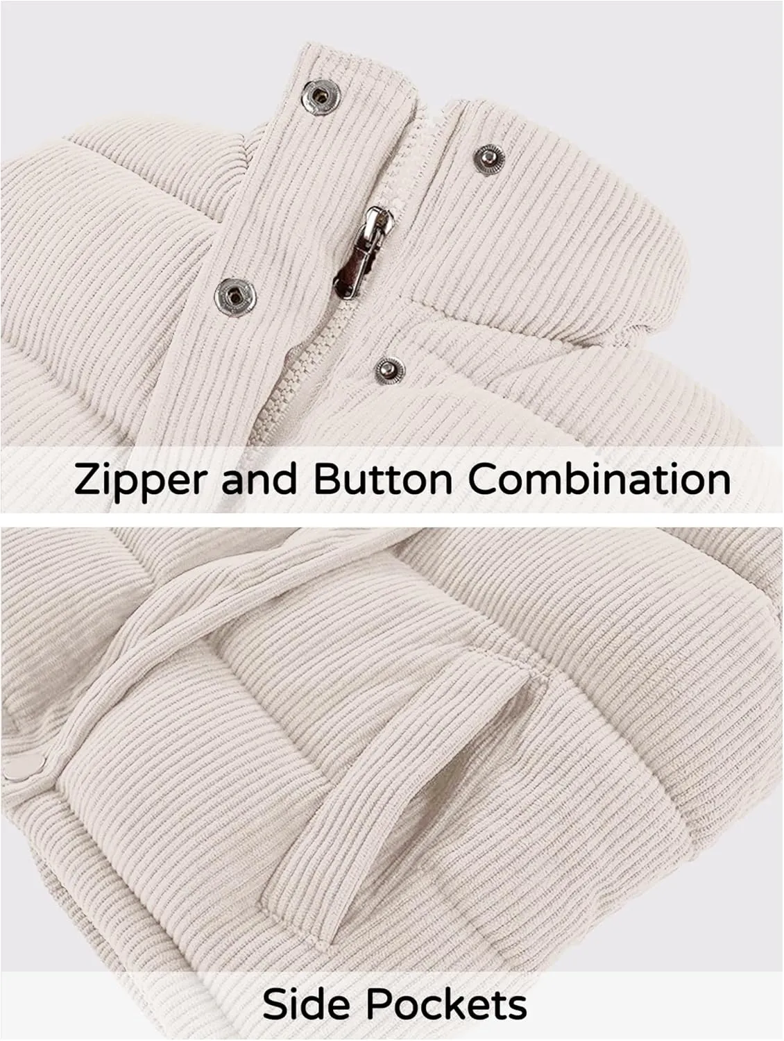 Happy Cherry Corduroy Vest for Toddler Baby Winter Warm Zip Up Sleeveless Jacket with Button Stand Collar Waistcoat 1-8Y