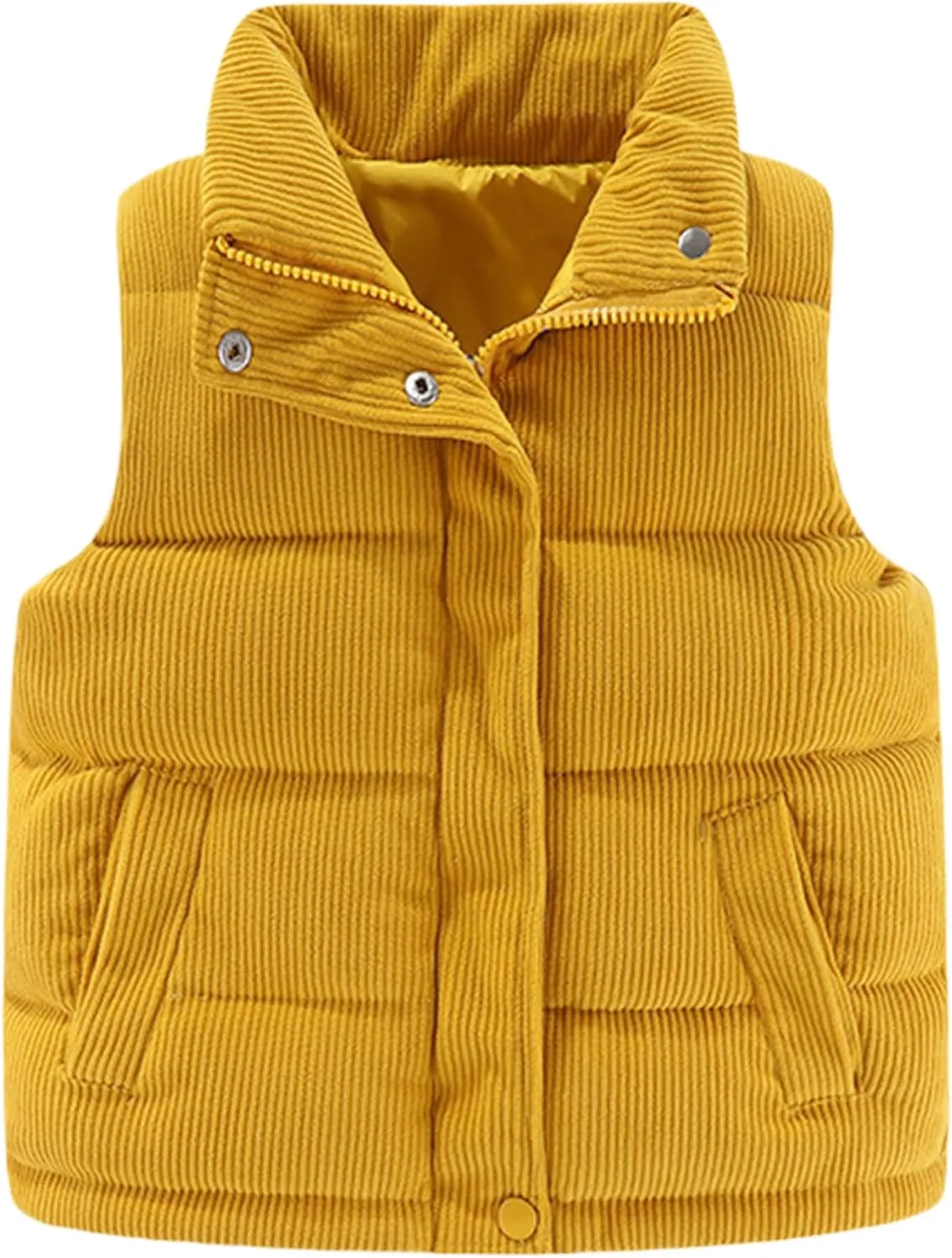 Happy Cherry Corduroy Vest for Toddler Baby Winter Warm Zip Up Sleeveless Jacket with Button Stand Collar Waistcoat 1-8Y