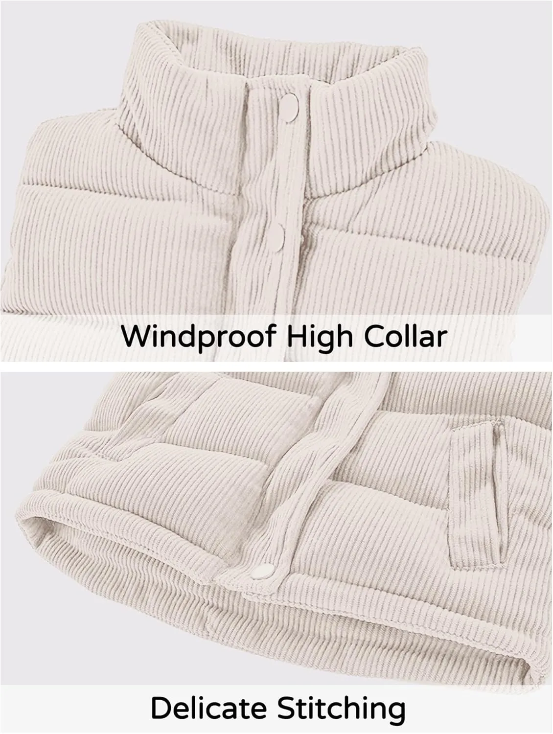 Happy Cherry Corduroy Vest for Toddler Baby Winter Warm Zip Up Sleeveless Jacket with Button Stand Collar Waistcoat 1-8Y