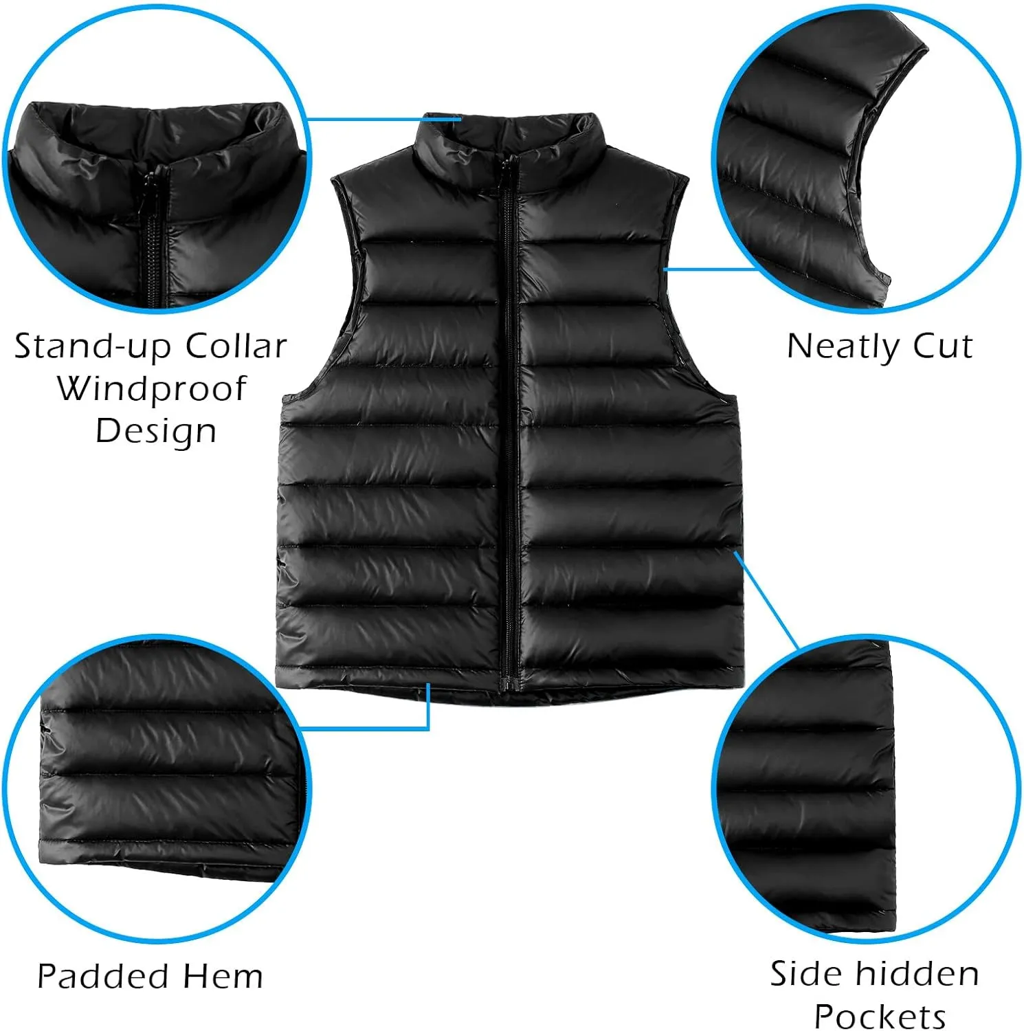 Happy Cherry Down Puffer Vest for Boy Girls Lightweight Water-Resistant Winter Jacket Outwear Kids Fall Sleeveless Coats