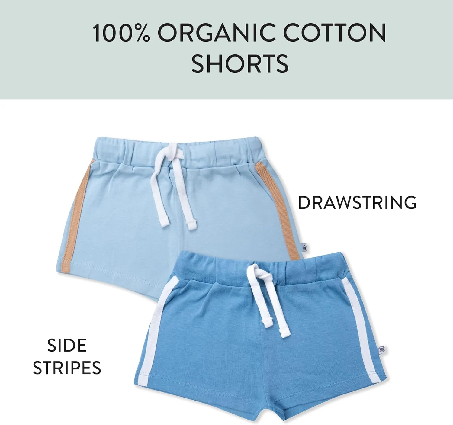 HonestBaby unisex-baby 2-pack Cargo Shorts 100% Organic Cotton for Infant Baby and Toddler, Boys, Girls