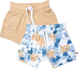 HonestBaby unisex-baby 2-pack Cargo Shorts 100% Organic Cotton for Infant Baby and Toddler, Boys, Girls