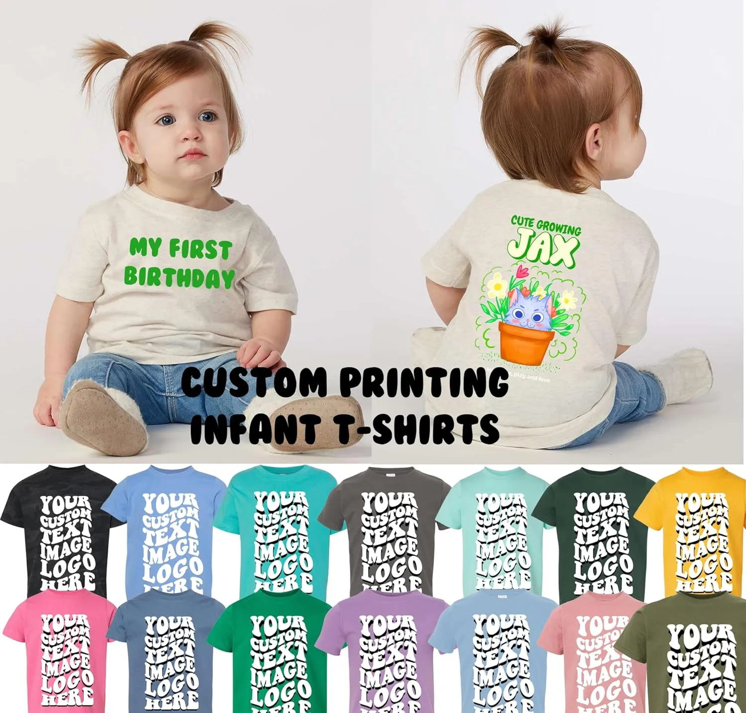 INK STITCH Infant Baby 3322 Custom Printing Add Logo Image Photo Personalized T-Shirts