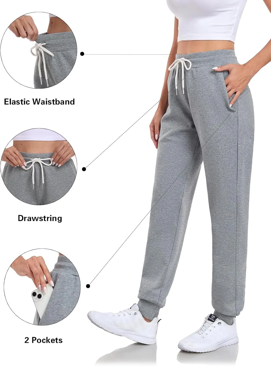 Inno 28" 31" 34" 36" Women's Baby Polar Fleece Lined Jogger Pants Warm Sweatpants Thermal Athletic Lounge