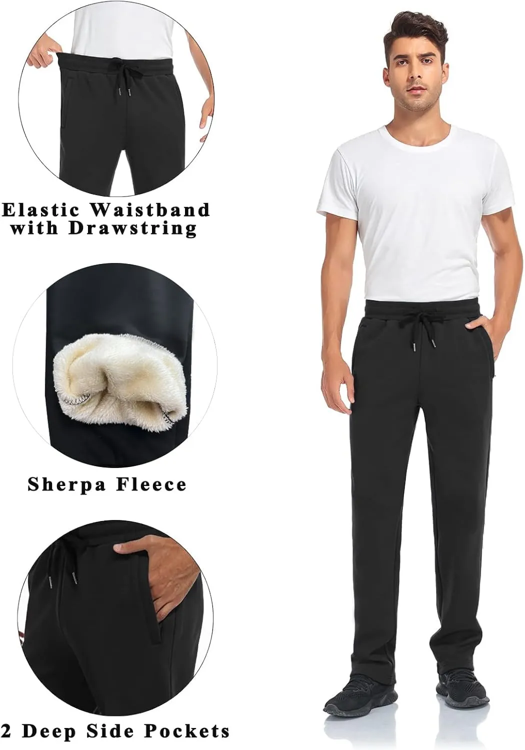 Inno 30" 32" 34" 36" 38" Men's Baby Polar Fleece Lined Jogger Pants Thermal Sweatpants Warm Winter Athletic Lounge Short Long