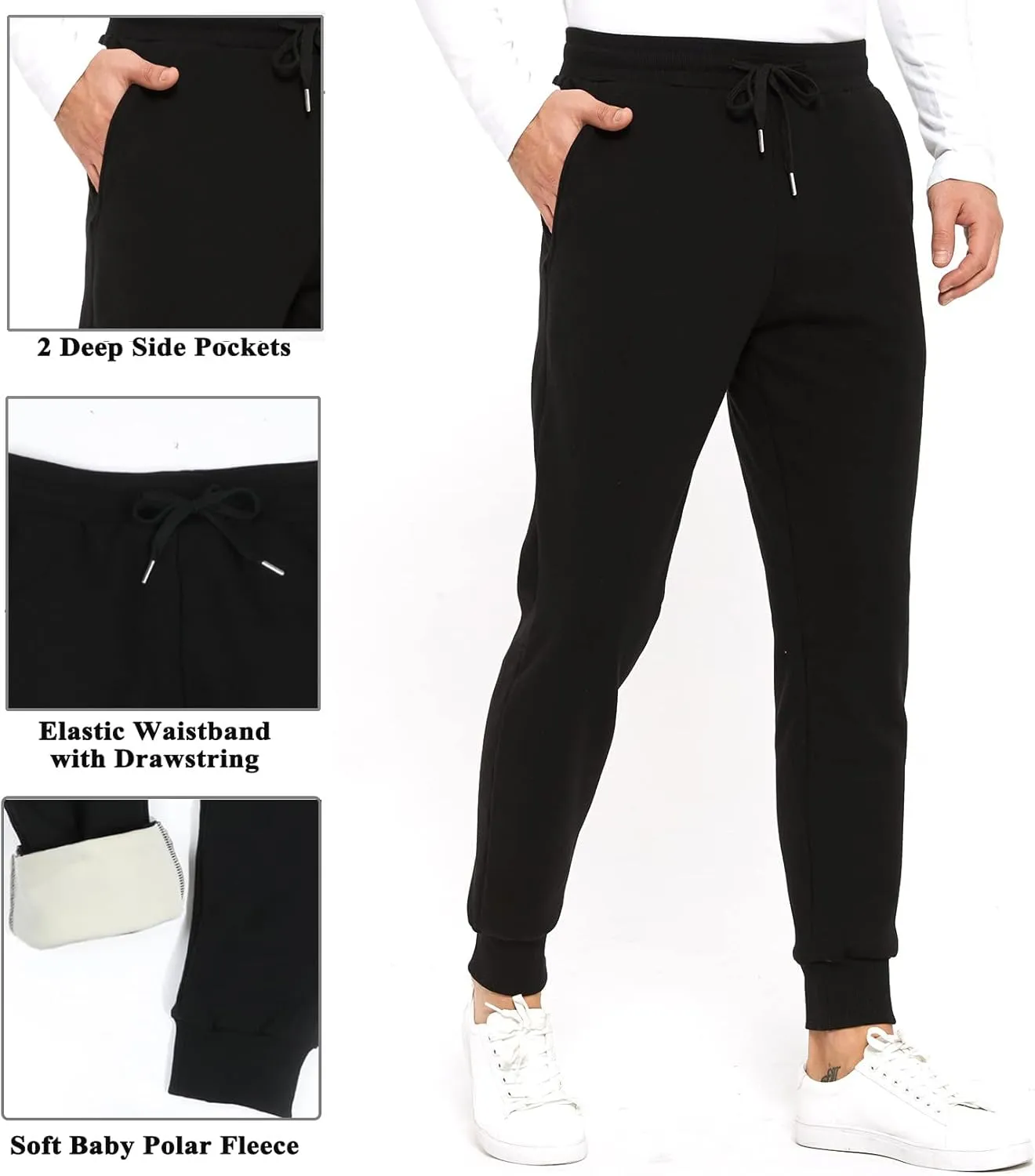 Inno 30" 32" 34" 36" 38" Men's Baby Polar Fleece Lined Jogger Pants Thermal Sweatpants Warm Winter Athletic Lounge Short Long