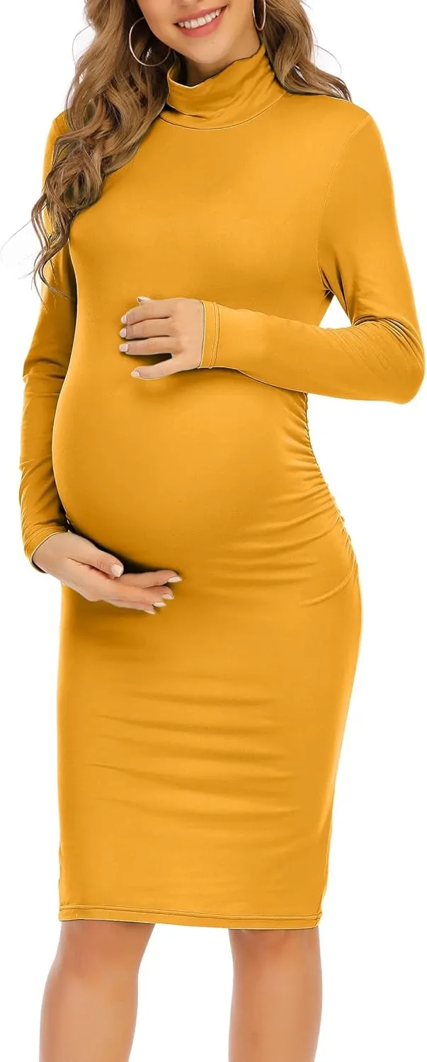 Maternity Dresses for Women Winter Long Sleeve Maternity Bodycon Dress for Baby Shower Maternity Photoshoot