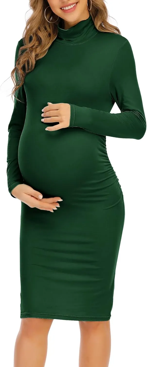 Maternity Dresses for Women Winter Long Sleeve Maternity Bodycon Dress for Baby Shower Maternity Photoshoot