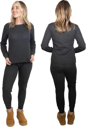 MISS POPULAR Womens 2-Piece Waffle Thermals Set | Long Sleeve Shirt, Pants | Thermal Base Layer Set for Cold Weather