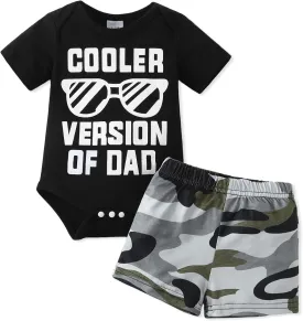 NZRVAWS Newborn Baby Boy Clothes Letter Printed Romper Shorts Summer Infant Outfits Camo Clothing Set 0 3 6 9 12 Months