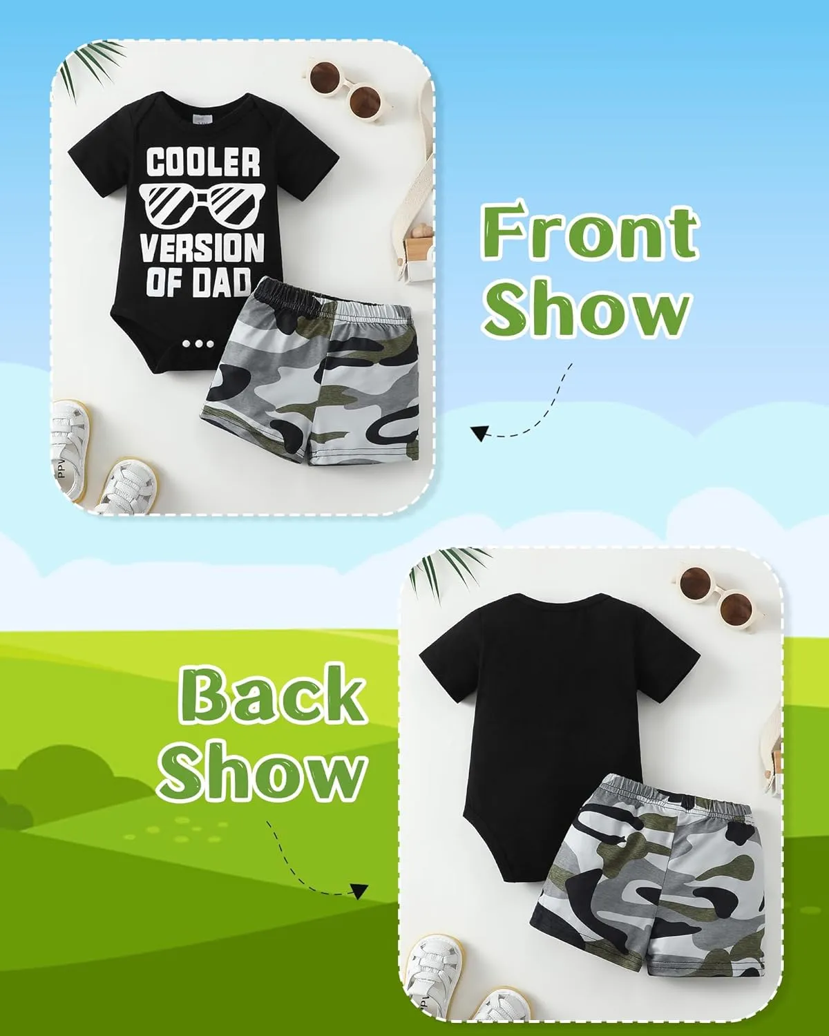 NZRVAWS Newborn Baby Boy Clothes Letter Printed Romper Shorts Summer Infant Outfits Camo Clothing Set 0 3 6 9 12 Months