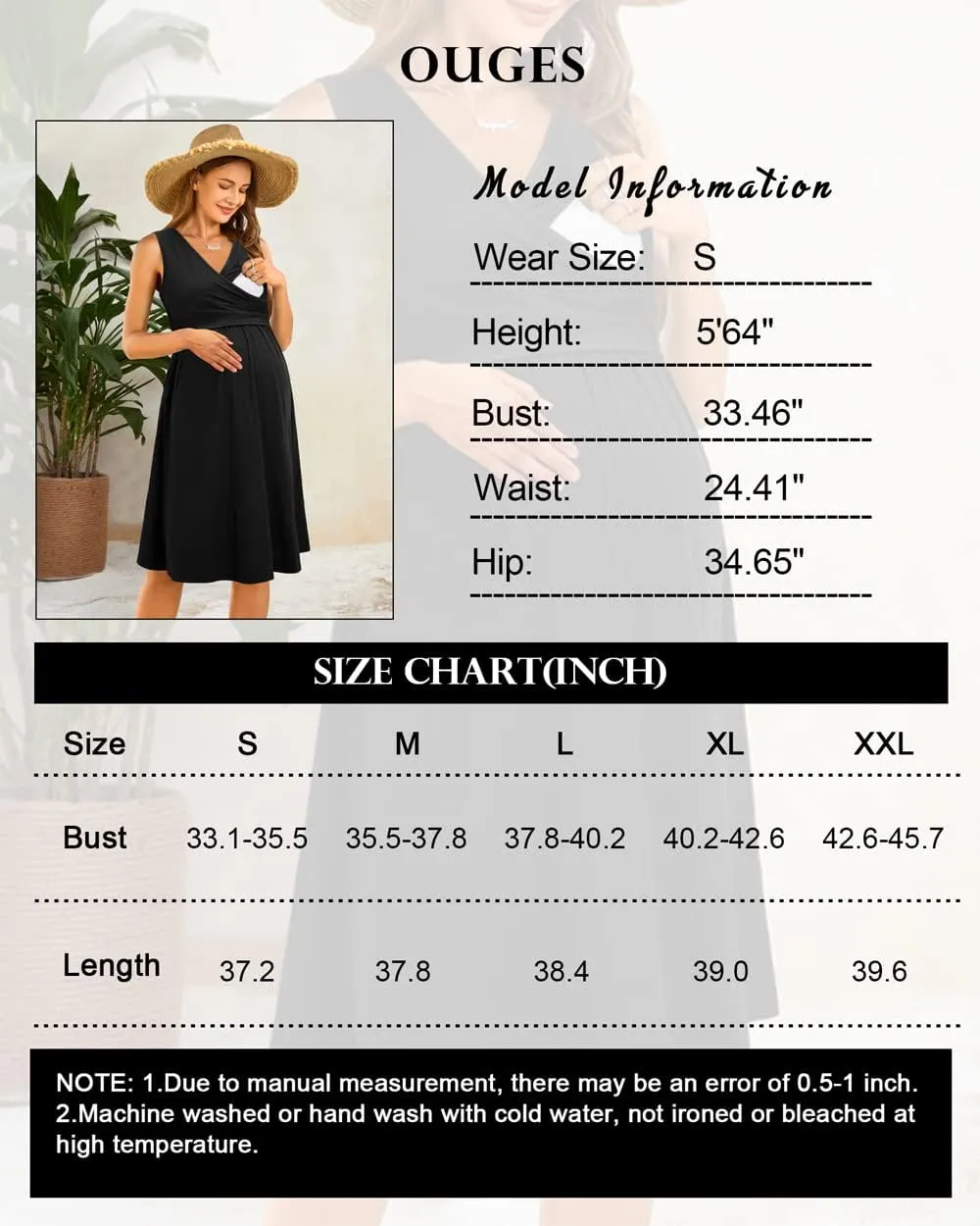 OUGES Womens 2025 V-Neck Maternity Dresses Nursing Breastfeeding Baby Shower Dress