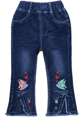 Peacolate 4-9T Infant Little Kids Girls Embroidery Jeans Denim Pants