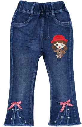 Peacolate 4-9T Infant Little Kids Girls Embroidery Jeans Denim Pants