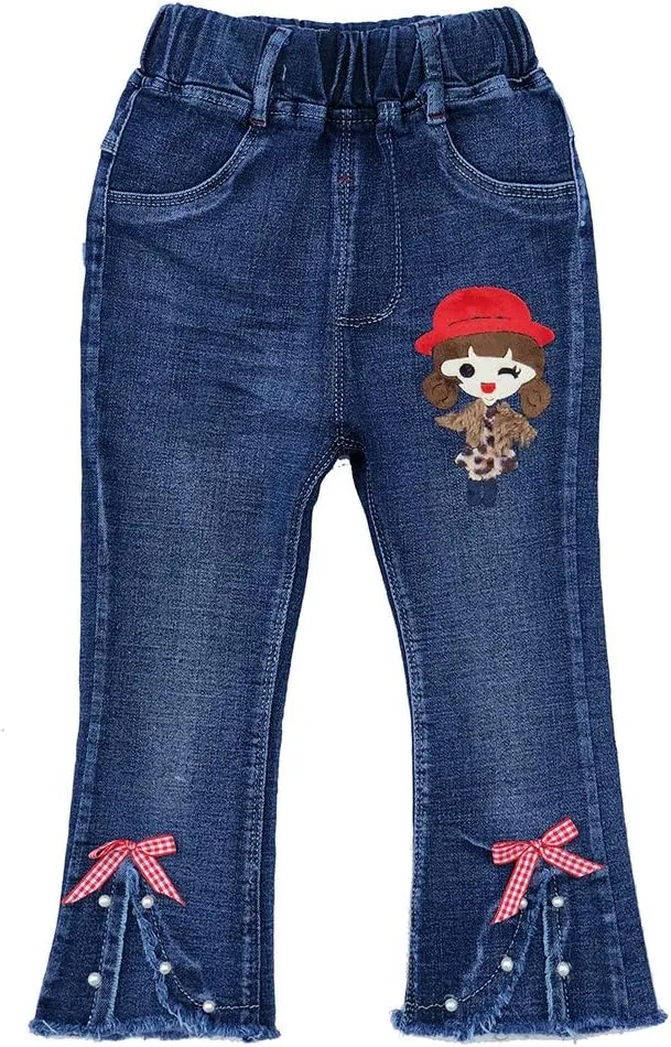 Peacolate 4-9T Infant Little Kids Girls Embroidery Jeans Denim Pants