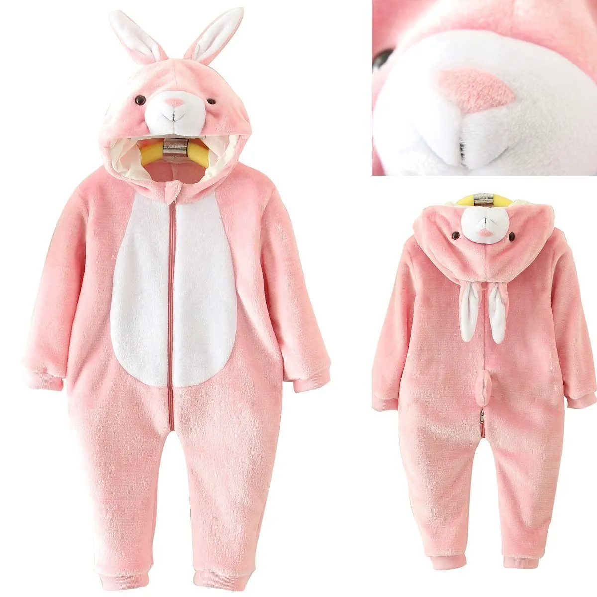 Pink Rabbit Baby Infant Toddler Animal onesies Easter Costumes