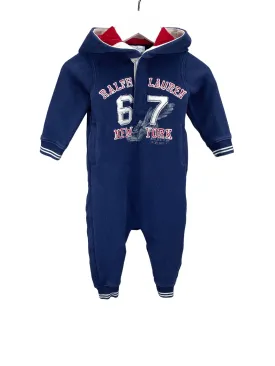 Ralph Lauren, Baby Boy Fleece NY One-Piece, Navy/Ivory, Size 6M
