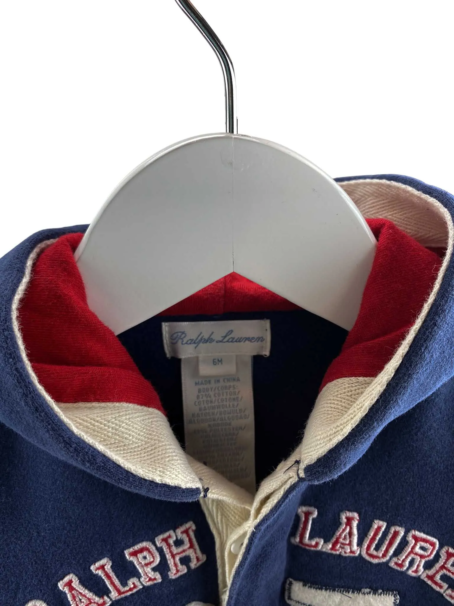 Ralph Lauren, Baby Boy Fleece NY One-Piece, Navy/Ivory, Size 6M