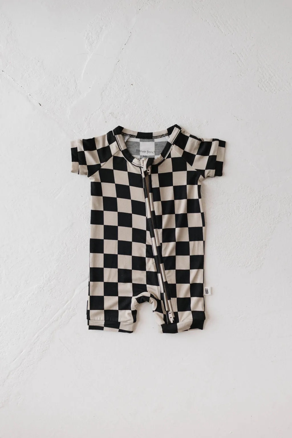 Shortie Bamboo Zip | Black Checker