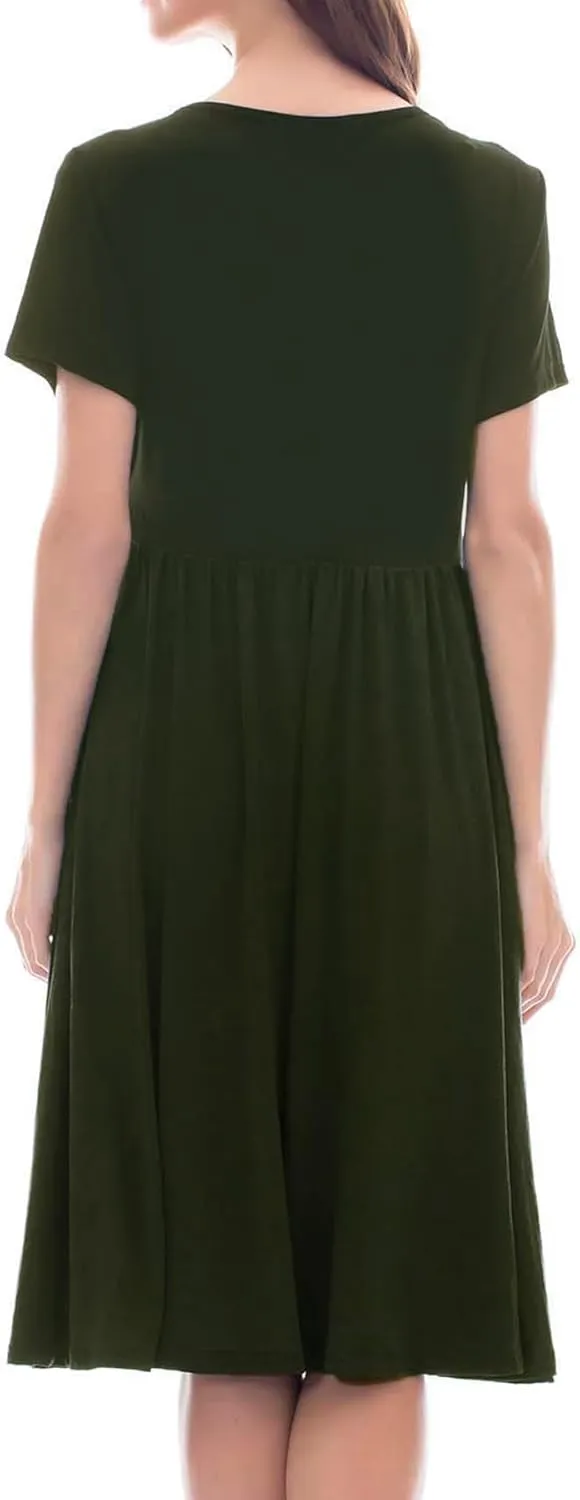 Smallshow Women's Short Sleeve Patchwork Nursing Dresses for Breastfeeding
