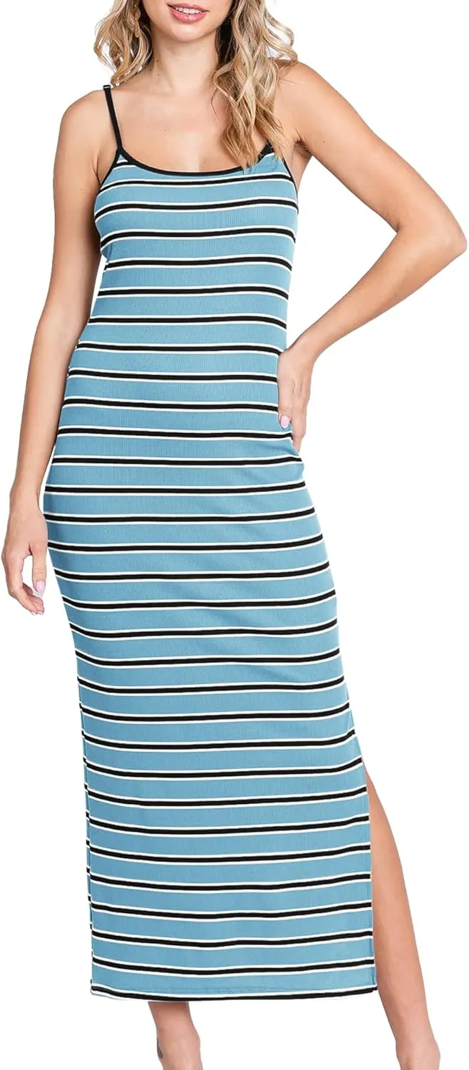 Split Maternity Dress Knit Sleeveless Bodycon Midi Dress for Baby Shower/Photoshoot