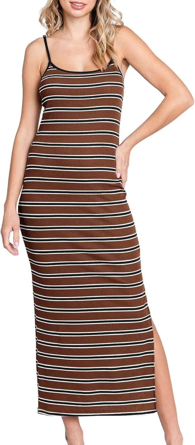 Split Maternity Dress Knit Sleeveless Bodycon Midi Dress for Baby Shower/Photoshoot
