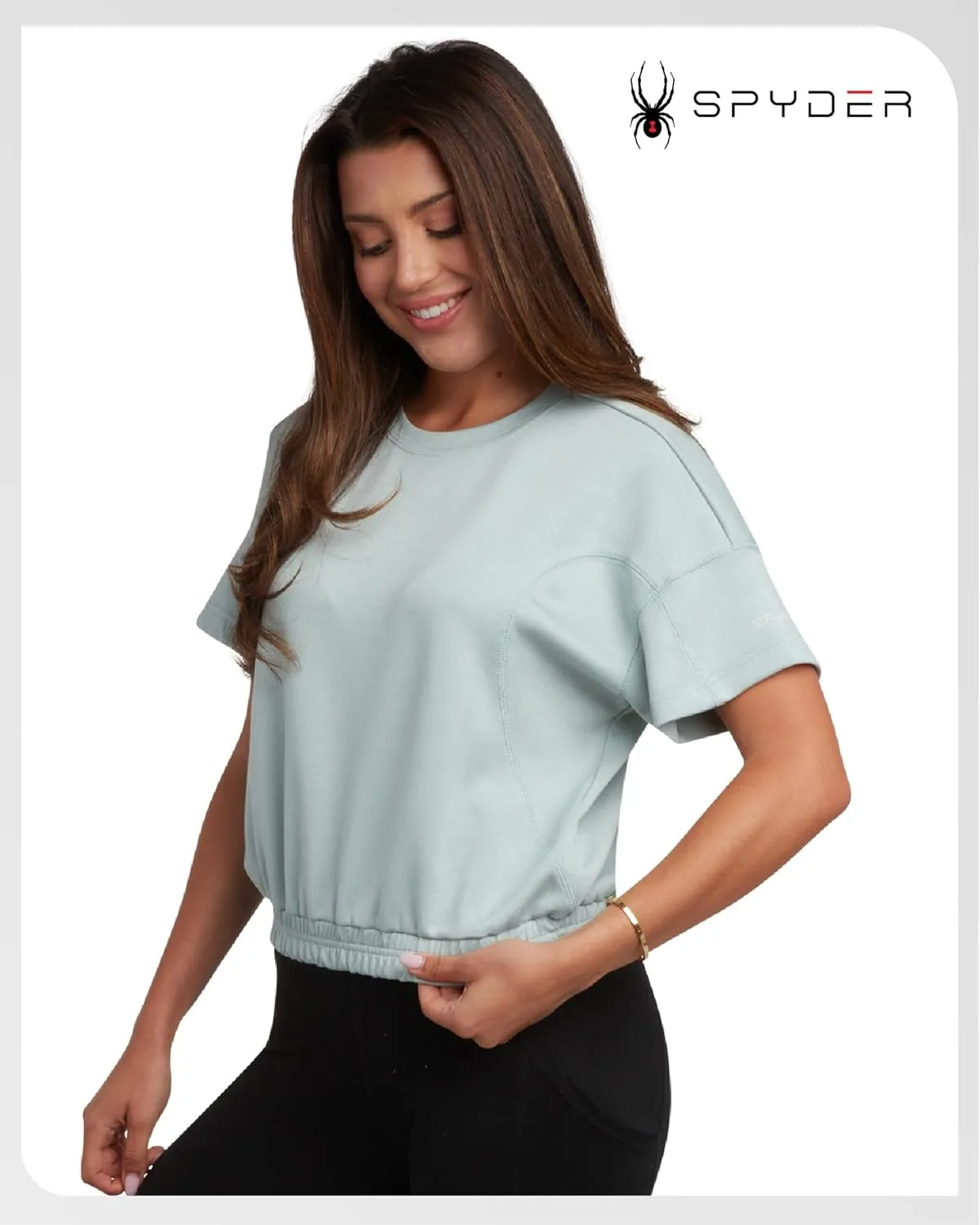Spyder Womens Crop Tops - UPF 30  Short Sleeve Crewneck Baby Tee, Boxed Fit Cropped T Shirts for Women (Sizes: S-XL)