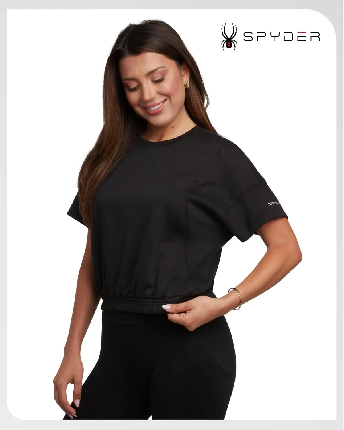Spyder Womens Crop Tops - UPF 30  Short Sleeve Crewneck Baby Tee, Boxed Fit Cropped T Shirts for Women (Sizes: S-XL)