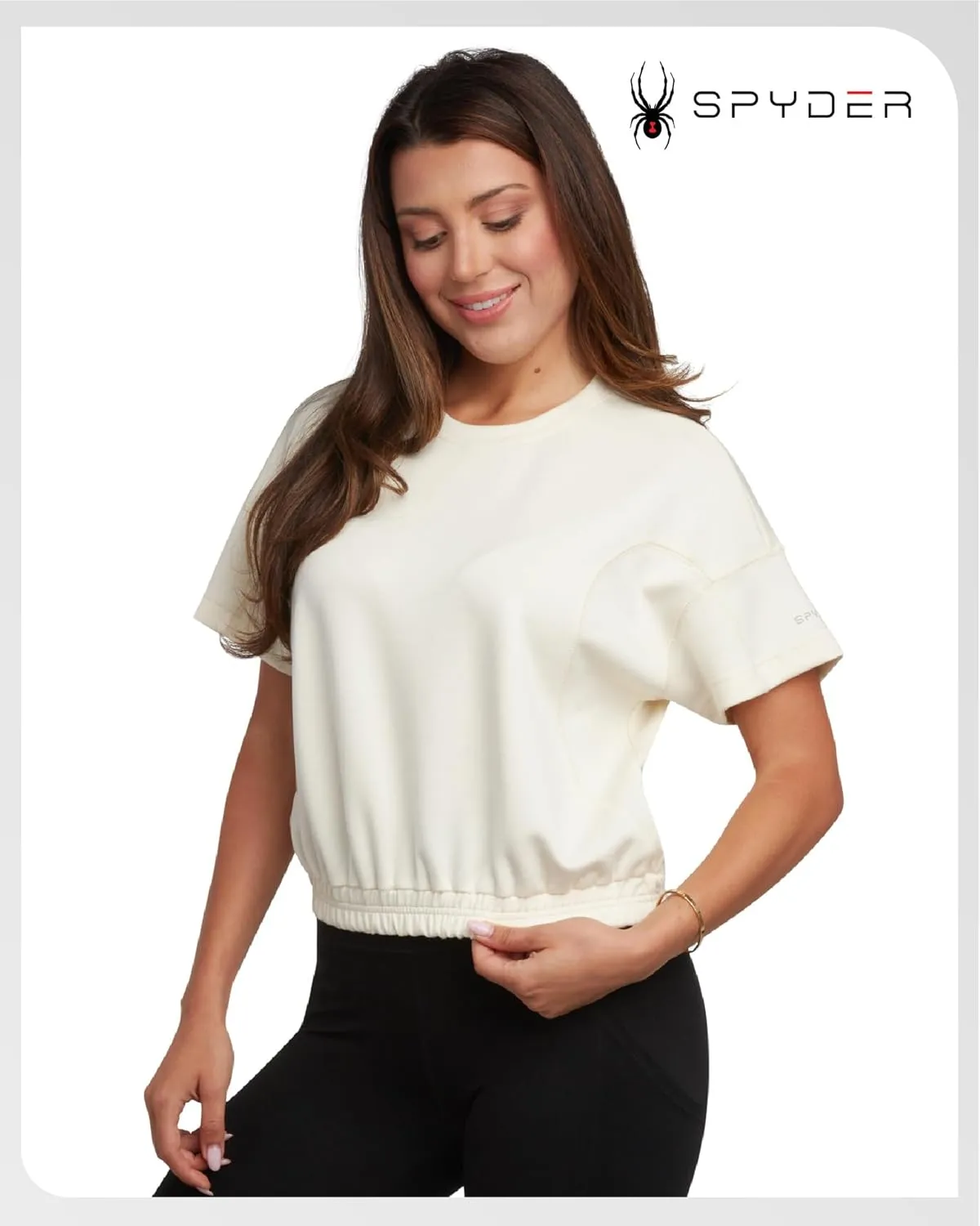 Spyder Womens Crop Tops - UPF 30  Short Sleeve Crewneck Baby Tee, Boxed Fit Cropped T Shirts for Women (Sizes: S-XL)