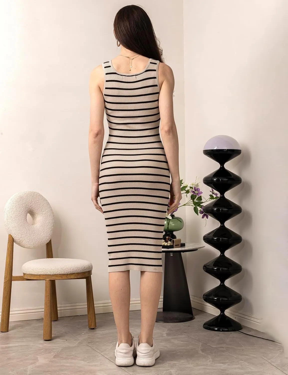 SUNNYBUY Women's Striped Maternity Dress Summer Tank Bodycon Dresses Knit Slit Pregnancy Clothes