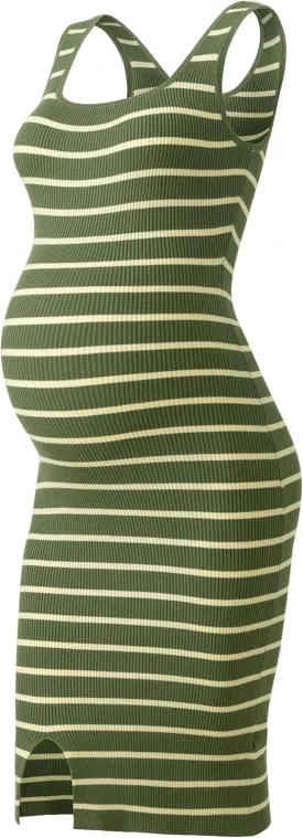 SUNNYBUY Women's Striped Maternity Dress Summer Tank Bodycon Dresses Knit Slit Pregnancy Clothes
